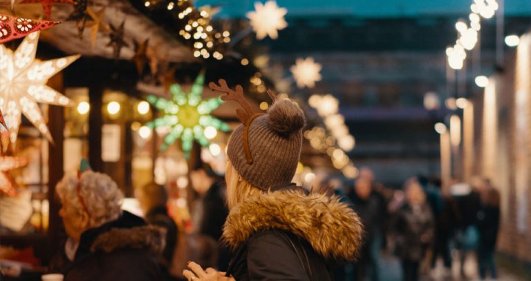 Christmas market stalls